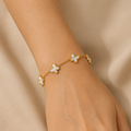 Bracelet Papillon Nacré Femme en Acier Inoxydable Doré
