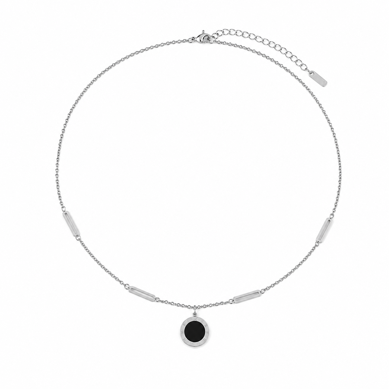 Collier Duo Nacré Réversible en Acier Inoxydable Argenté