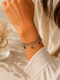 Bracelet Œil Protecteur & Cristaux Bleus en Acier Inoxydable