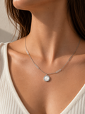 Collier Duo Nacré Réversible en Acier Inoxydable Argenté